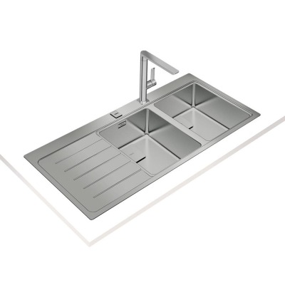 Teka ZENIT RS15 2B 1D AUTO Çelik Evye, Sol Damlalıklı, Tezgah Üstü, 116x52 cm - 2