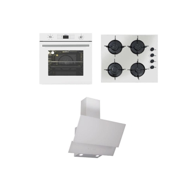 Ukinox Ankastre Set; Matteo TMX Ankastre Fırın, Carlo 60 Ankastre Ocak, Dolce MX 60 Davlumbaz, Beyaz - 1
