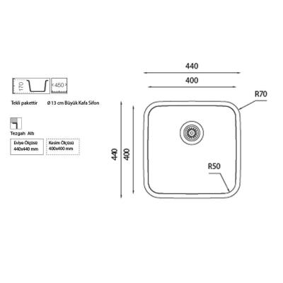 Ukinox D 400 Evye, Tek hazneli, Dekorlu, Tezgah altı - 2