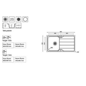 Ukinox LN 86 Evye, Tek hazneli, Çift yönlü, Tezgah üstü - 2