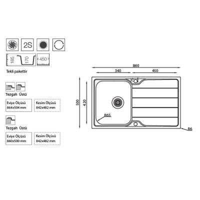 Ukinox LN 86 Evye, Tek hazneli, Çift yönlü, Tezgaha sıfır - 2