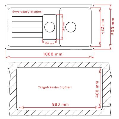 Ukinox Valente D-150 L Granit Evye, 1,5 Hazne, Moon Stone renk - 2